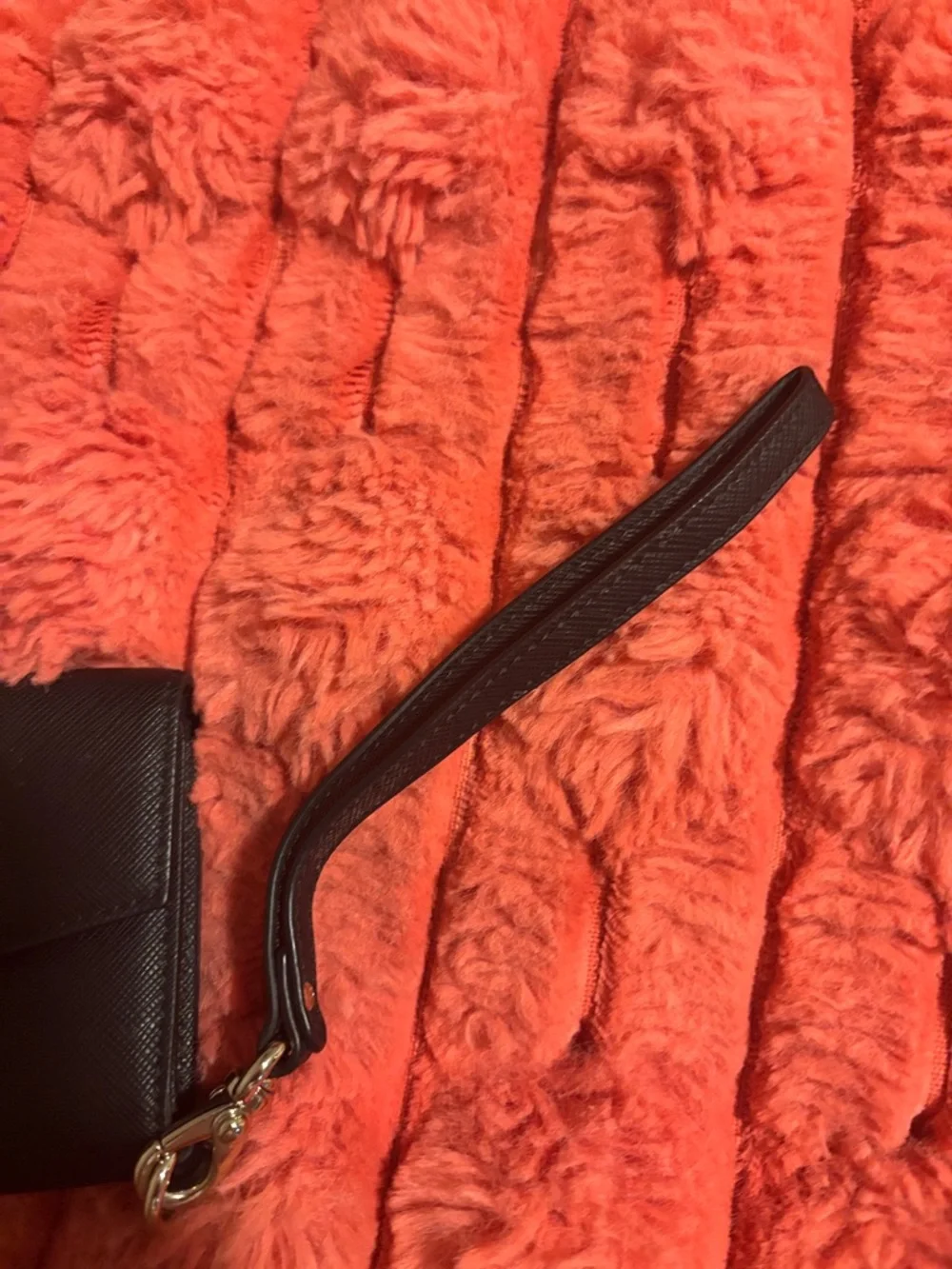 kate spade Black Saffiano Leather Wristlet with Gold Plate